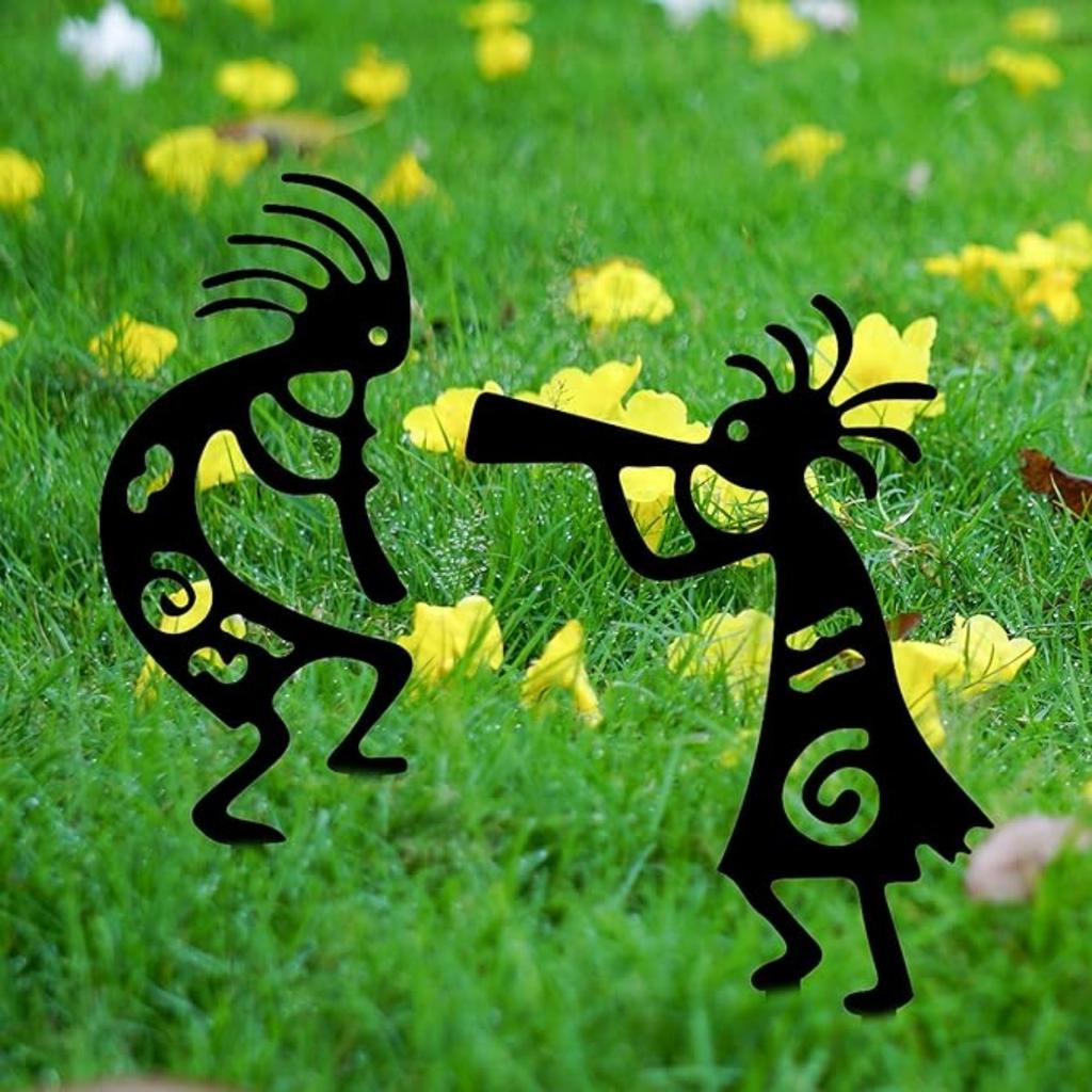 Funny Gnome Garden Stake - 4Pcs Black Metal Dancing Dwarf Art Yard Stake Dwarves Elf Silhouette Pathway Lawn Black Metal Garden Backyard