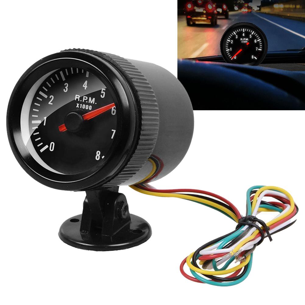Real Car Tachometer Gauge Tachomet Gauge Meter 0-8(x1000) RPM 52mm Diameter Black Brand New Plastic RPM Gauge Six Options