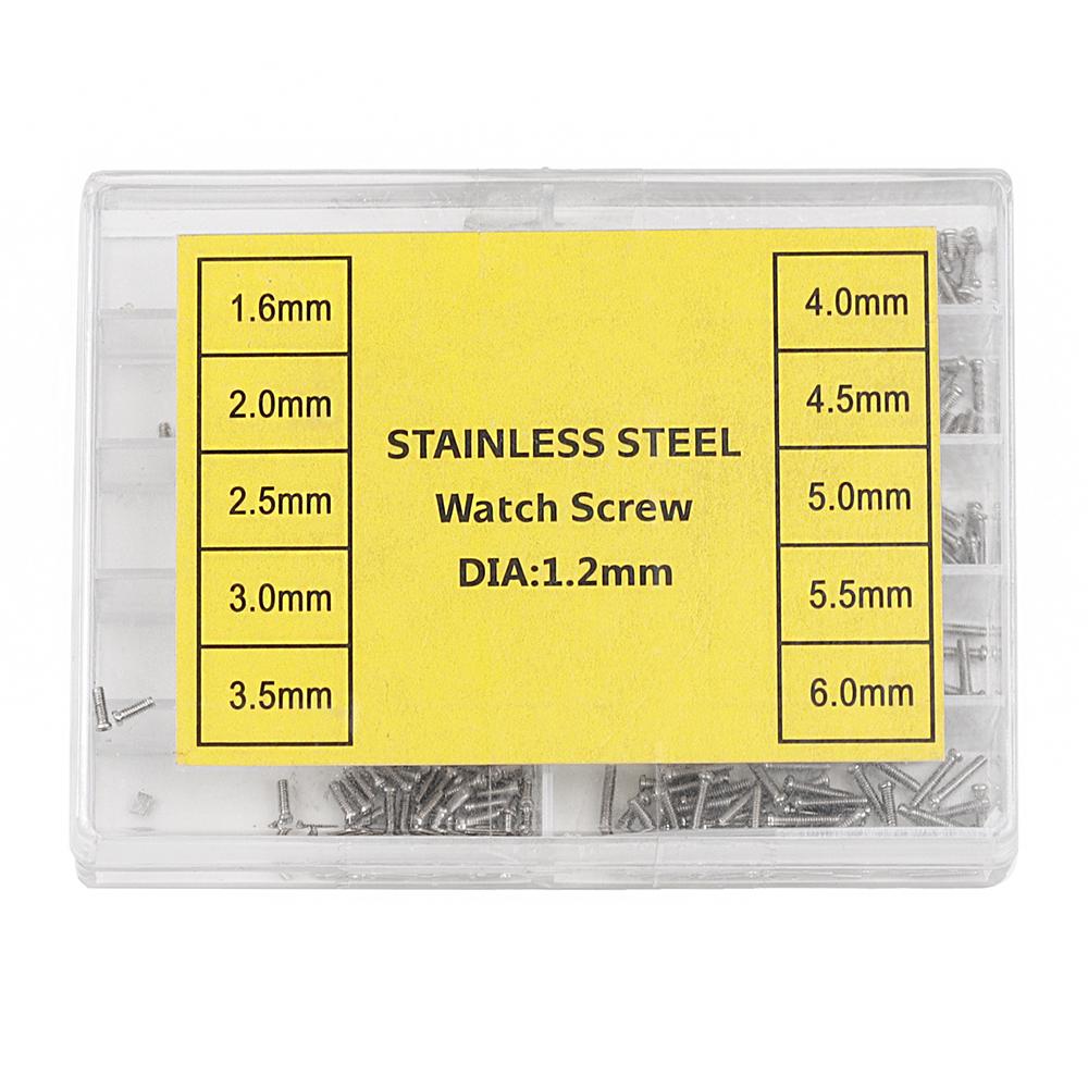 

10 размеров винты для корпуса часов из нержавеющей стали, сменные винты для задней крышки часов, набор инструментов для ремонта, диаметр 1,2 мм SRW-TZ, аксессуары для часов