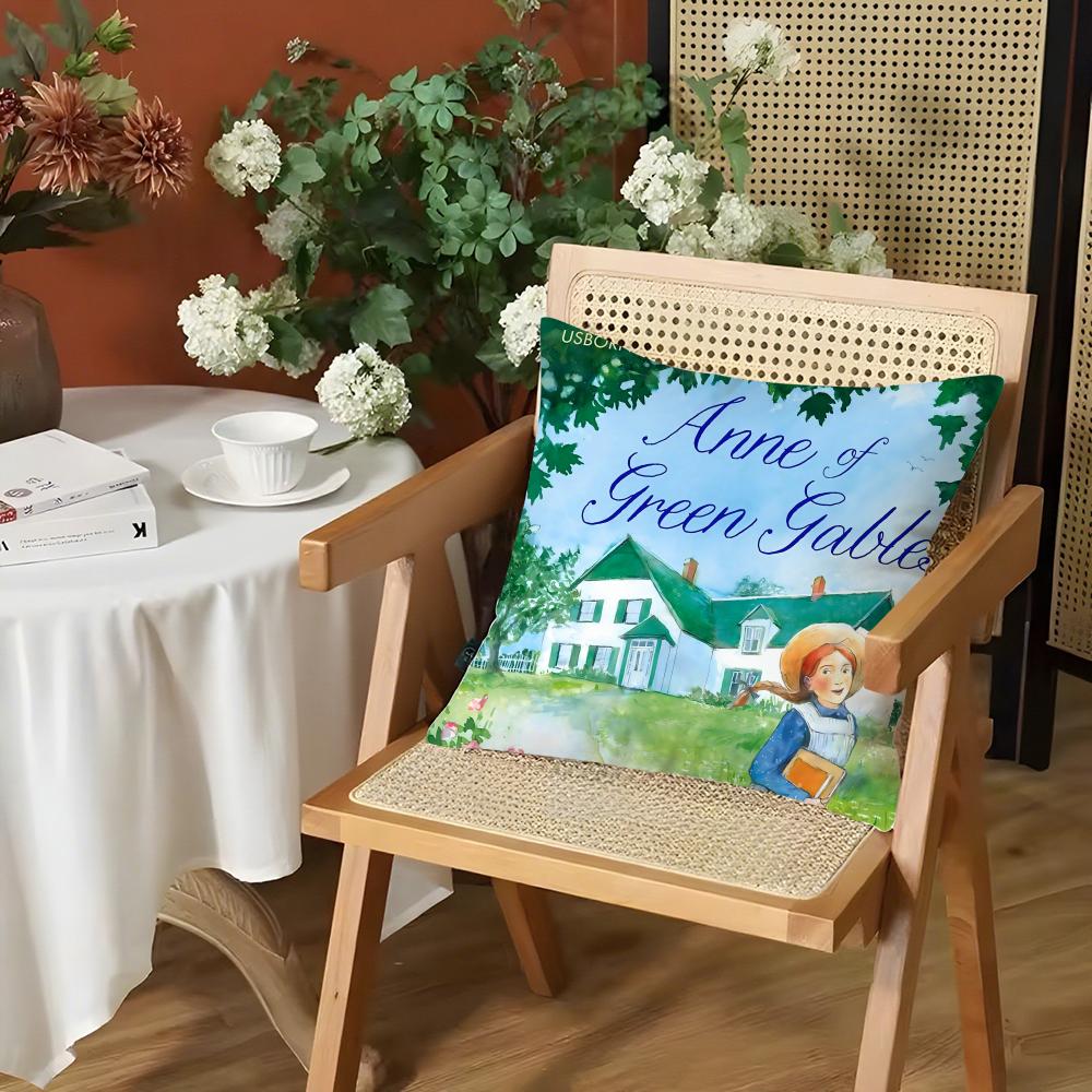 A-Anne of Green Gables Pillow Case Living Room Sofa Decorative Cushion Cover Simple Household Light Luxury Printed Pillow