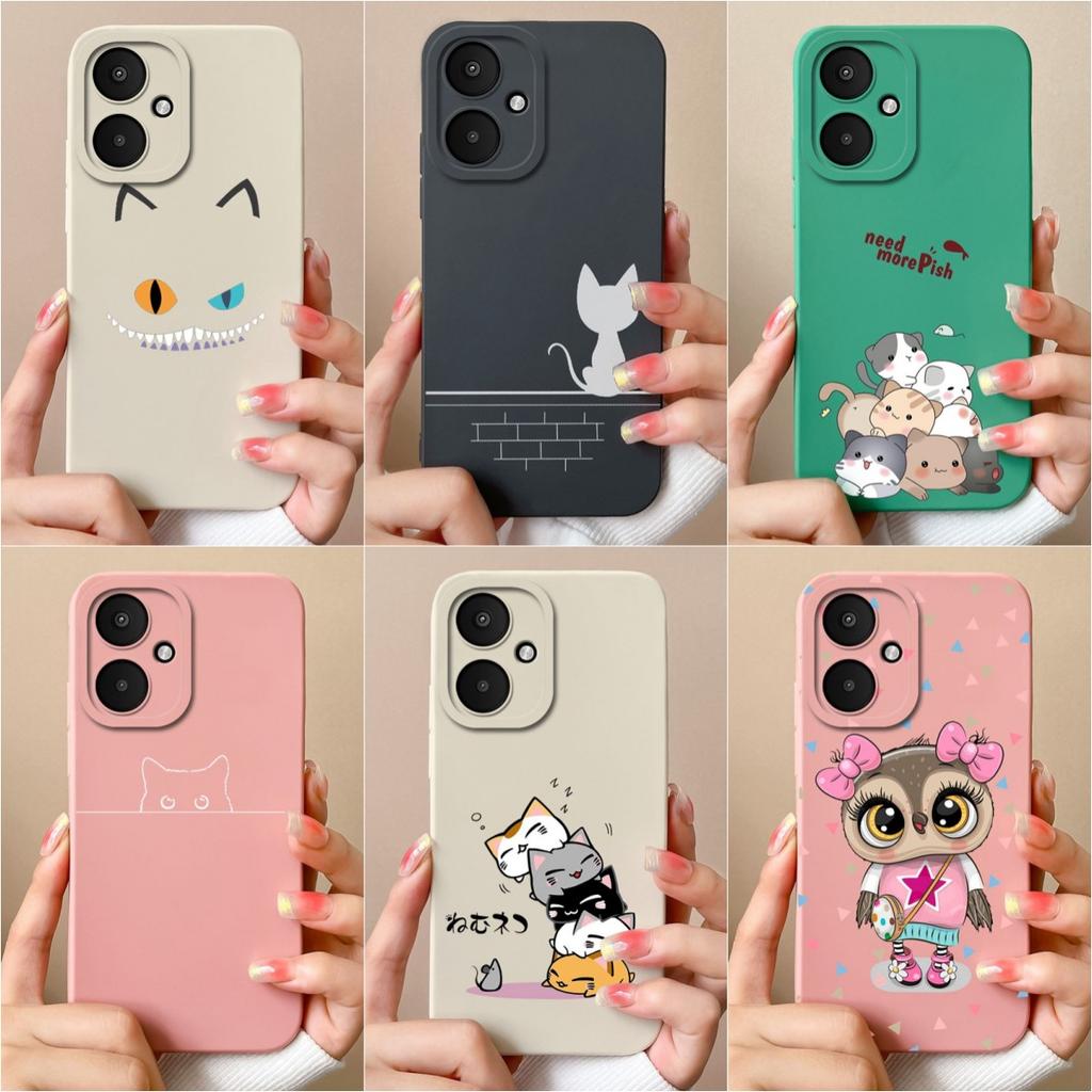 Cute Owl Cat Cartoon Pattern Back Cover For Xiaomi Poco M6 5G X6 Pro F6 F5 Pro Phone Cases Liquid Silicone Screen Protector Housing Bumpers For Xiaomi