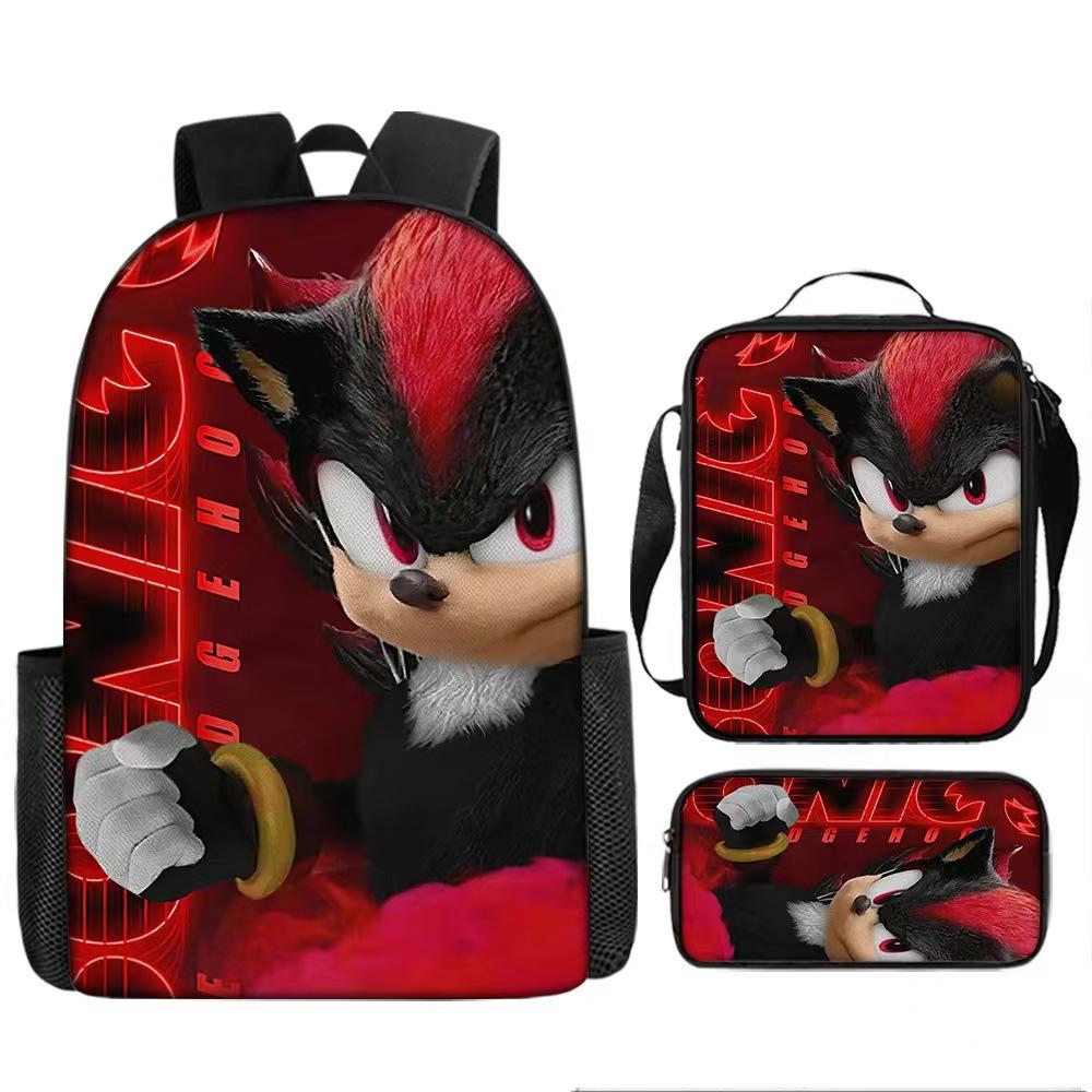 Backpack Large Capacity Student School Bag Sonic Animation School Bag Satchel Pencil Case Backpack