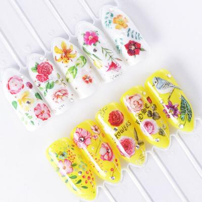 12 Designs Blooming Flowers Nail Art Water Transfer Stickers Decals Decoration