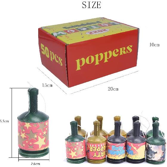 50Pcs Mini Confetti Party Poppers for Wedding, Birthday, Graduation, Baby Shower - Safe Kids  Fun Party Supplies, Christmas & Halloween Decorations