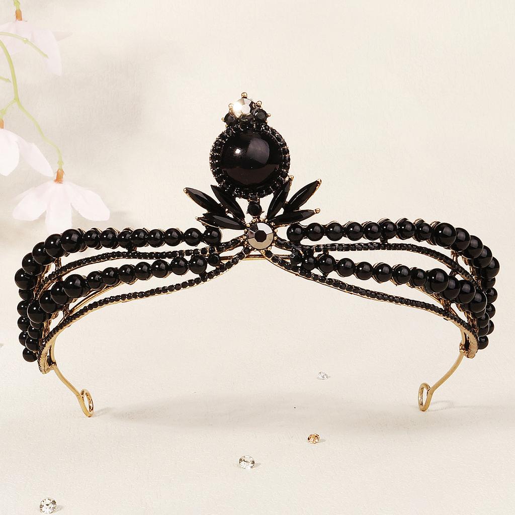 Halloween Jewelry Rhinestone Alloy Crown Holiday Party Dance Dress Headdress High-end Black Crown