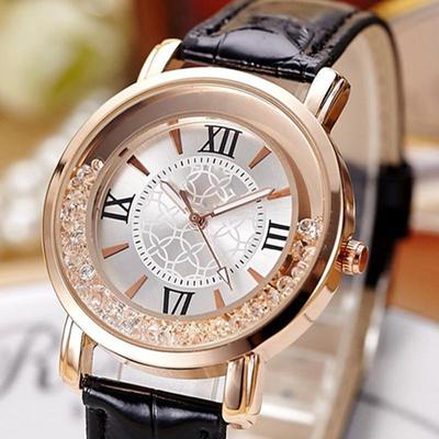 Watch New Women Fashion Luxury Leisure Set Auger Leather Analog Stainless Steel Quartz Watch