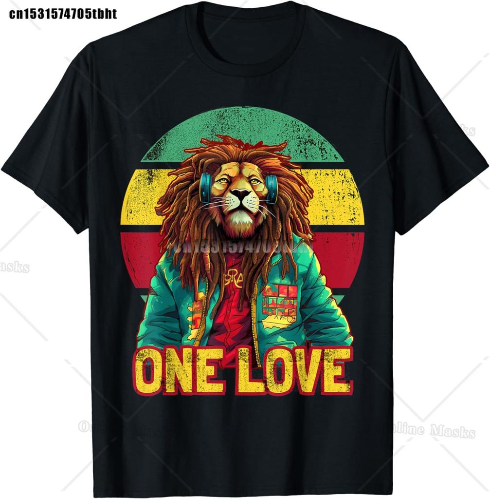 Jamajka Rasta Lev Vtipná Grafická Trička Bavlna Unisex Krátký Rukáv Ležérní Tričko Top Harajuku Streetwear Letní Unisex Oblečení