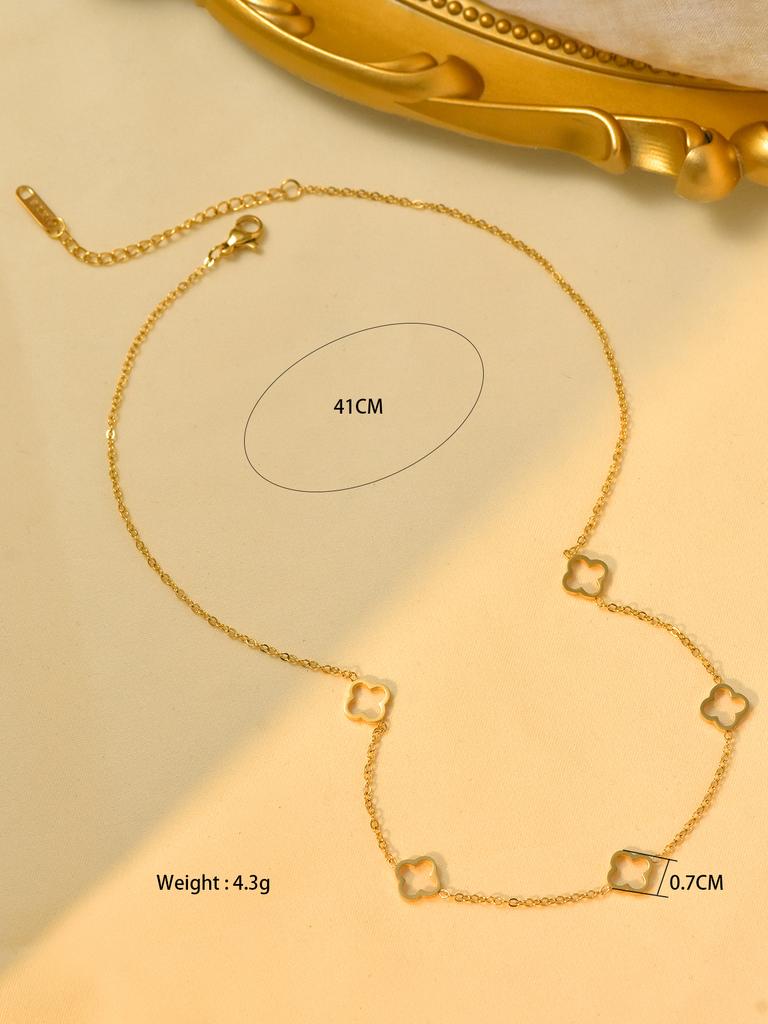 Exquisite Luxury Lucky Stainless Steel Bracelet Skeleton Flower Necklace Bracelet Does Not Lose Color Ladies Zircon Accessories