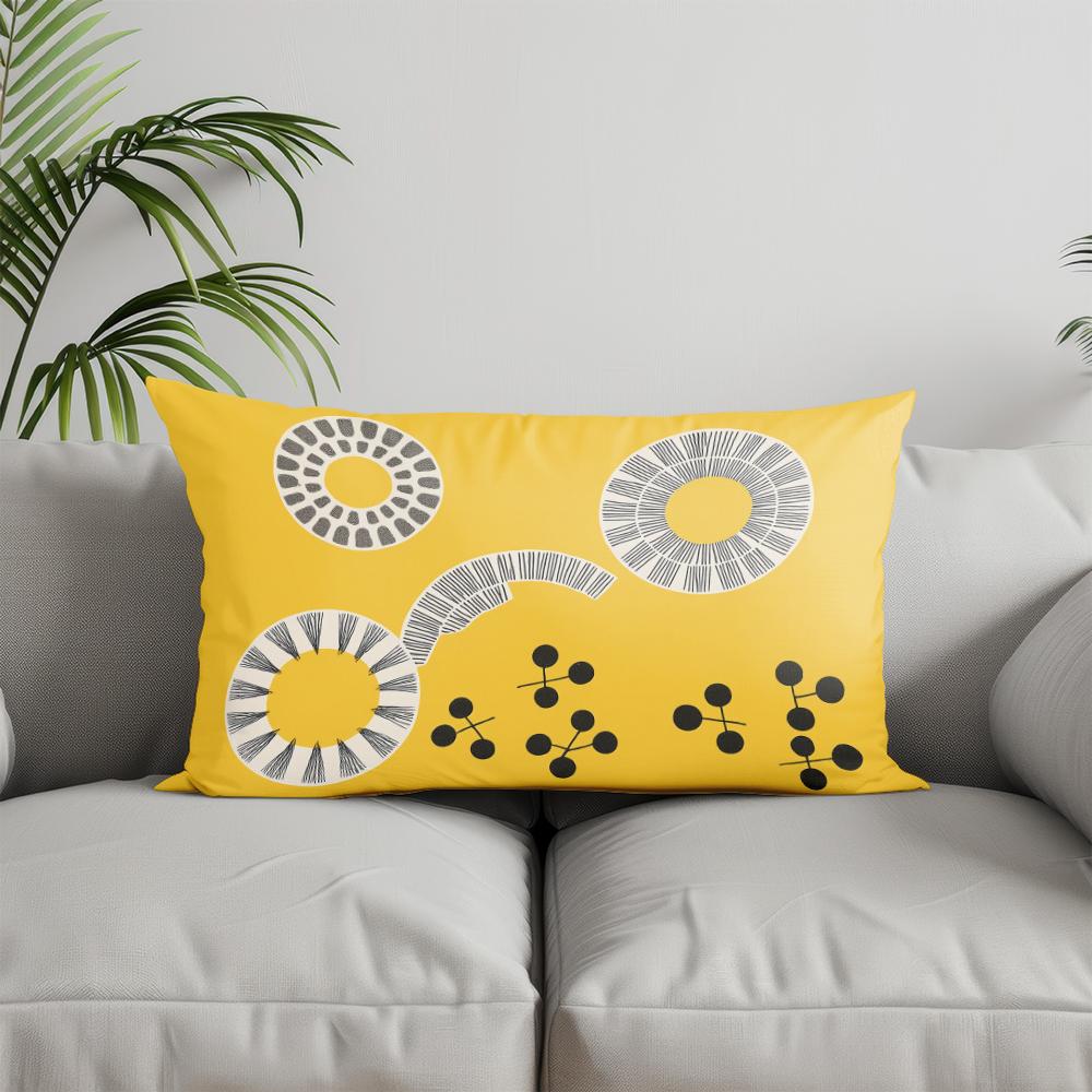 Home Decor Geometric Pattern Yellow Pillowcase Suitable For Sofa Bedroom Car Pillow Cover Cushion Rectangular Back Cushion