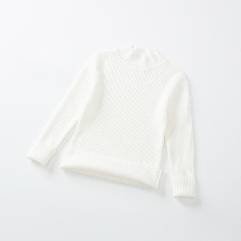 Kids Girls Solid Color Round Neck Long Sleeve Knit Pullover Bottoming Sweater