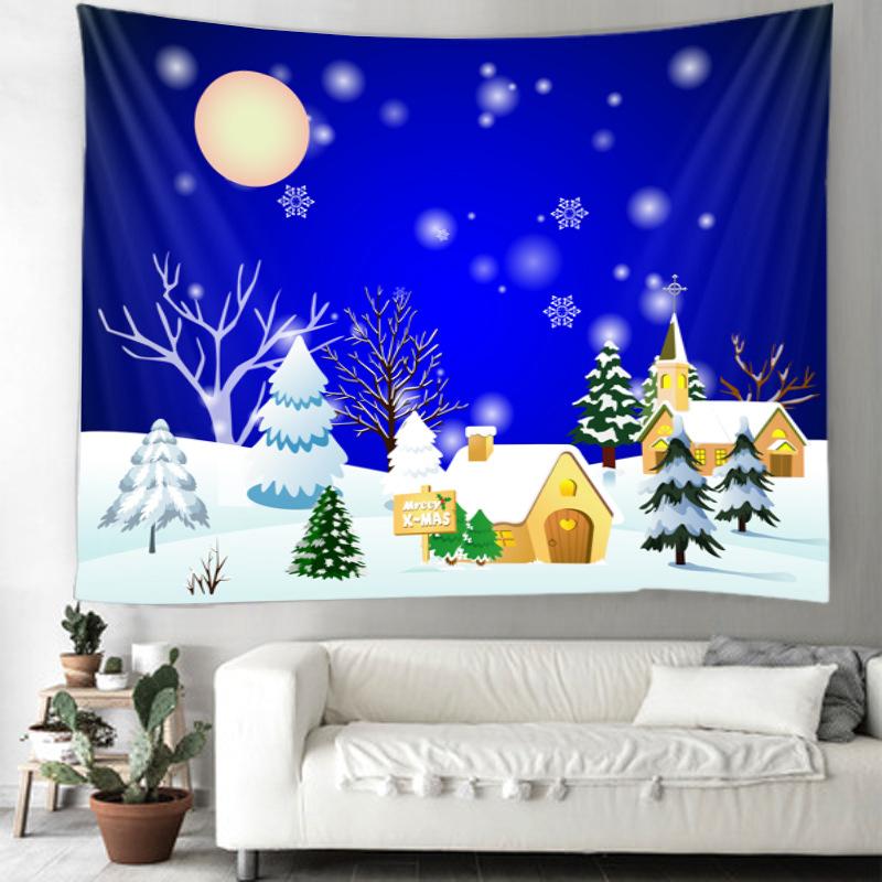 Grenzüberschreitende Weihnachtsfeiertags-Dekorationsszene zum Aufhängen, Stoff-Wandverkleidung, Schlafzimmer-Wandteppich