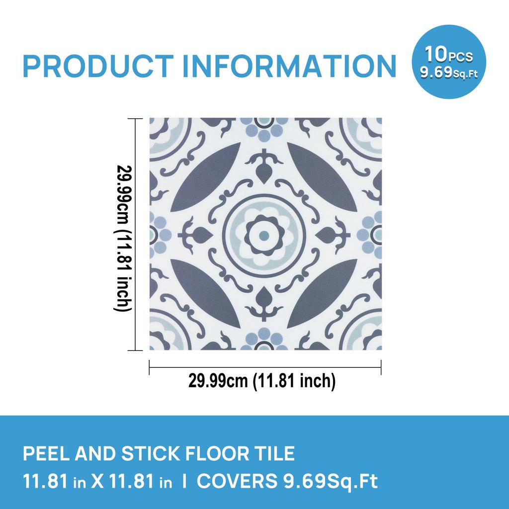 10PCS Anti-skid Floor Sticker Renter Friendly Wall & Floor tiles Peel & Stick Vinyl Floor Stickers DIY For Bathroom Renovation