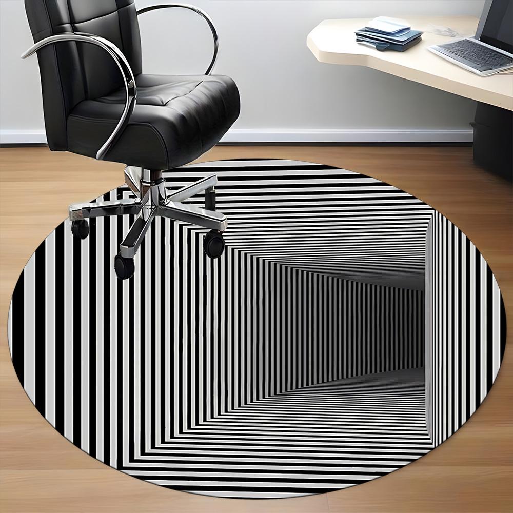 1pc Optical Illusion Chair Carpet for Office, Round Non Slip Durable Large Size Office Carpet, Suitable for Office