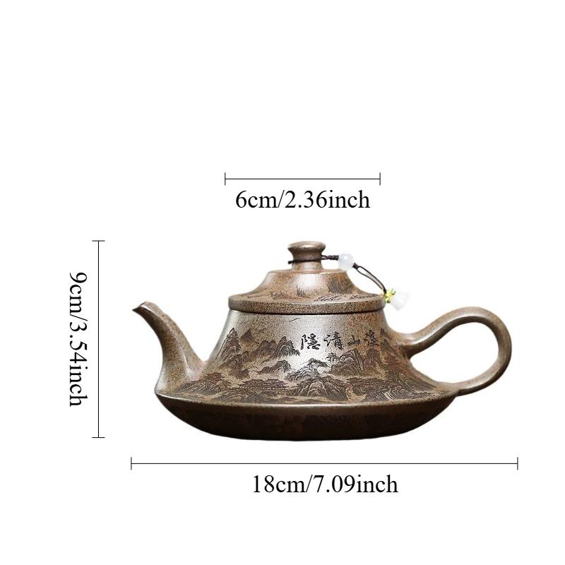 

320ml Yixing Purple Clay Cloud Teapot Large Capacity Dragon Kiln Wood Burning Engraved Teapot Household Chinese Teapot