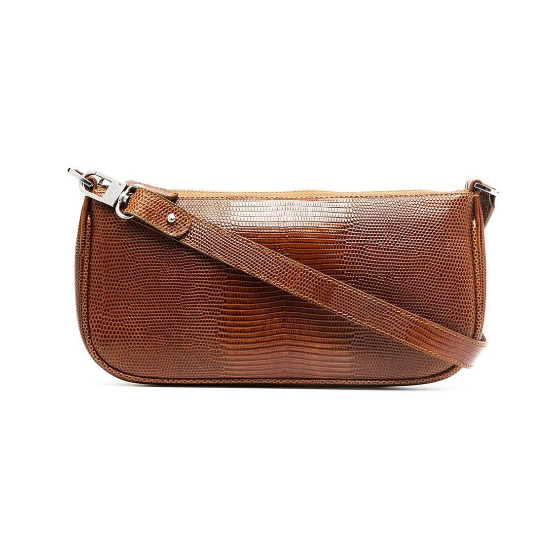 

By Far Rachel Lizard Print Leather Tote Shoulder Bag Women Bags Brown 21CRRCLSTNFMED Basic Set (Bag+Dust Bag)