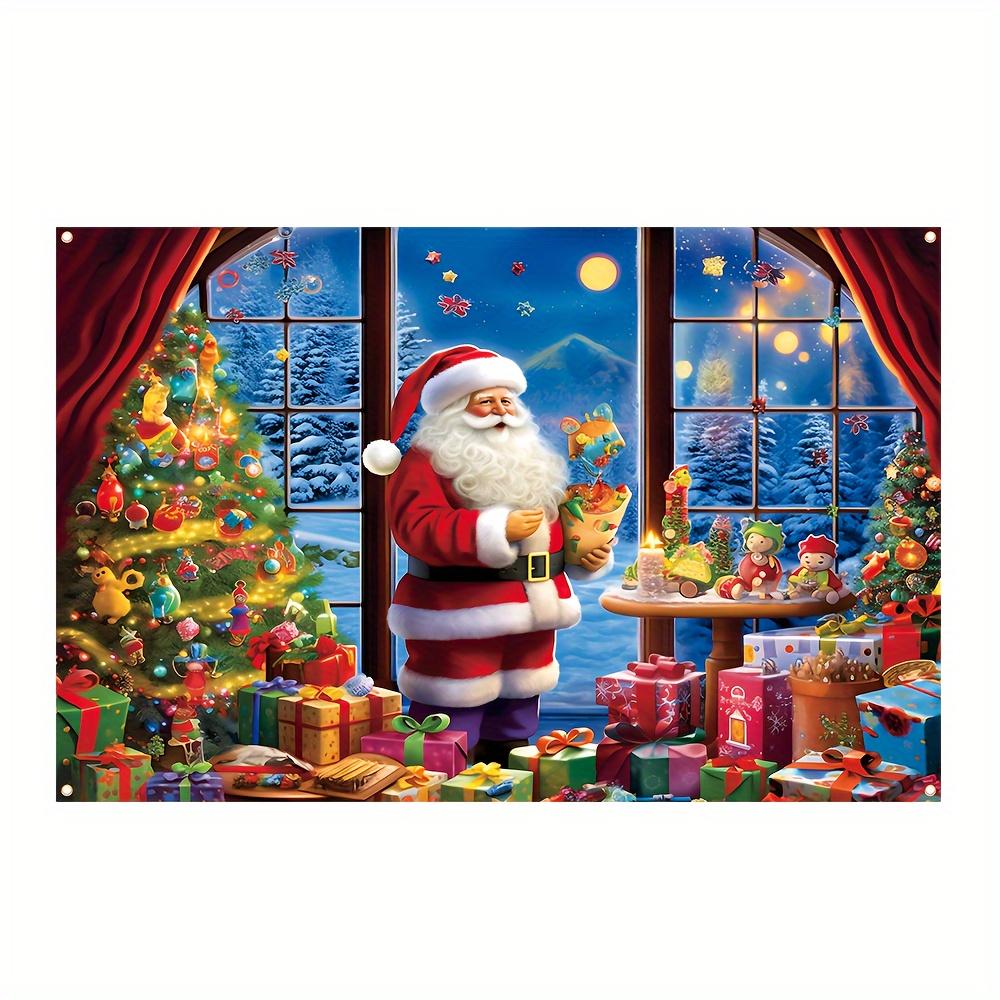 1Pcs Christmas Santa Claus Snowy Village Decoration Background Xmas Backdrop Decorations For Photo Studio Photo Booth Party