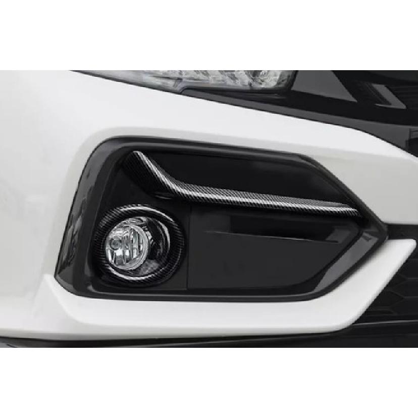 Carbon Fiber Front Fog Light Lamp Cover Trim for Honda Civic Hatchback 2017-
