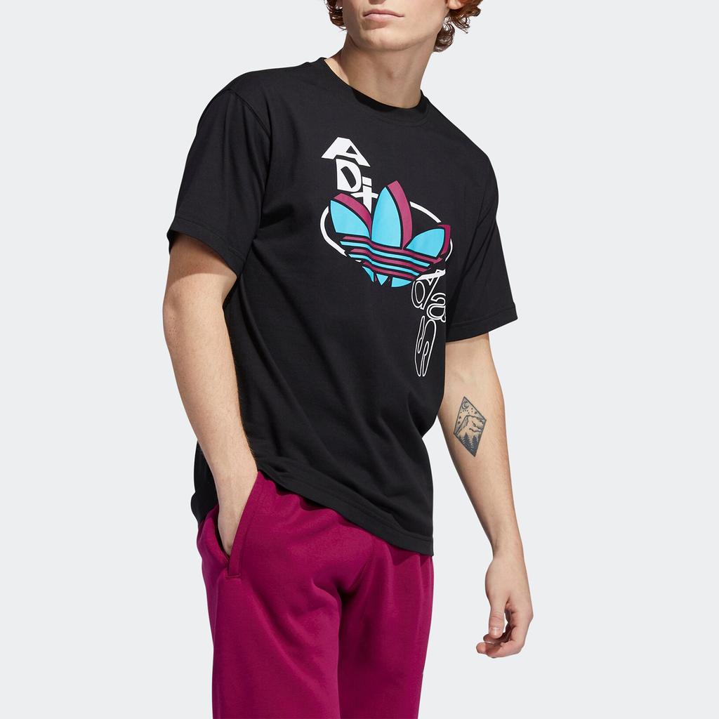 Adidas Originals Sports Fashion Comfortable Soft Skin-Friendly Short Sleeve T-Shirt Men Tops Black GD2142