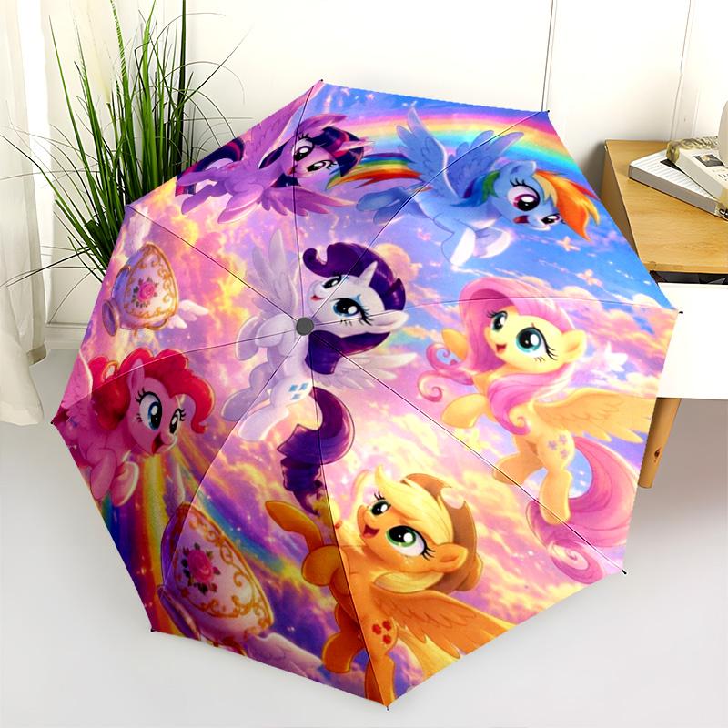 Rainbow Cloud Ponies Fly Folding Umbrella Suitable For All Seasons Portable Travel Umbrella Light Umbrella