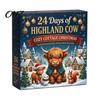 Holiday Decorative Miniatures 24 Days 3D Highland Cow Advent Calendar 2026, Cute Farm Cattle Christmas Unique Gifts for Friends Countdown Calendar,