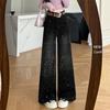 Women Rhinestone Pants  Fashion Stretchy Wide Leg Palazzo Trousers Korean Style