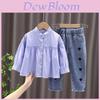 Trendy Girls Autumn Outfit Set 2023 Korean Style Long Sleeve Shirt And Denim Pants