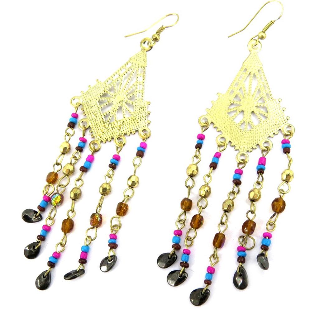 Les Trésors De Lily [L5772] - 'Altaï' Designer Earrings Pink Blue Gold
