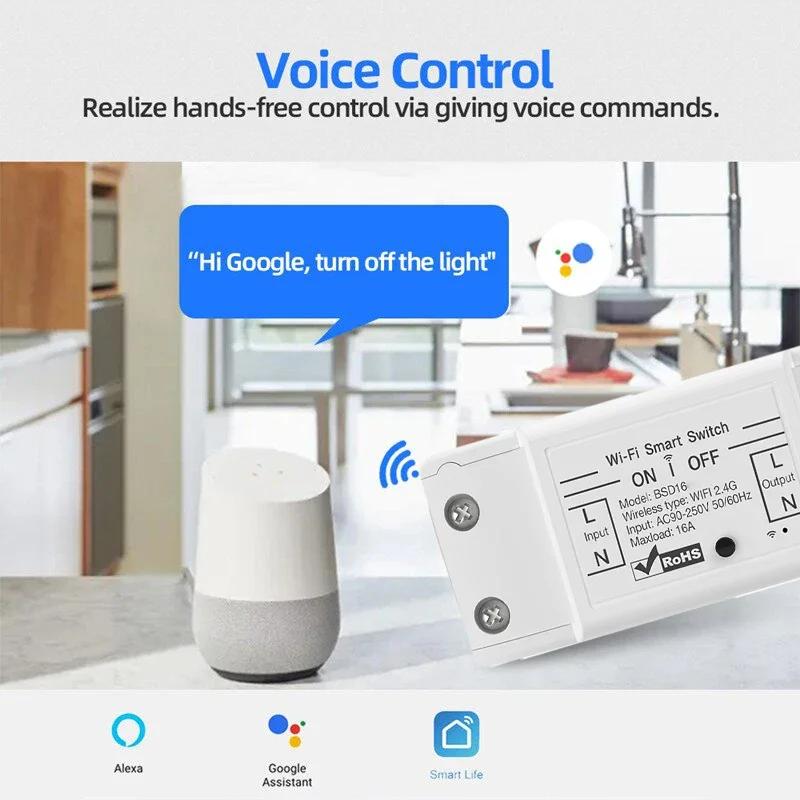 Smart wireless switch with home WiFi, voice-controlled device, compatible with Alexa and Google Home speakers
