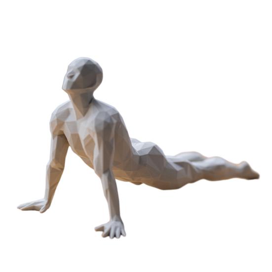 Yousheng Stable Base Ornament, 3D Printed Yoga Figure with White Matte Texture, Geometric Cross-Section Design Sculpture for Desk Tea