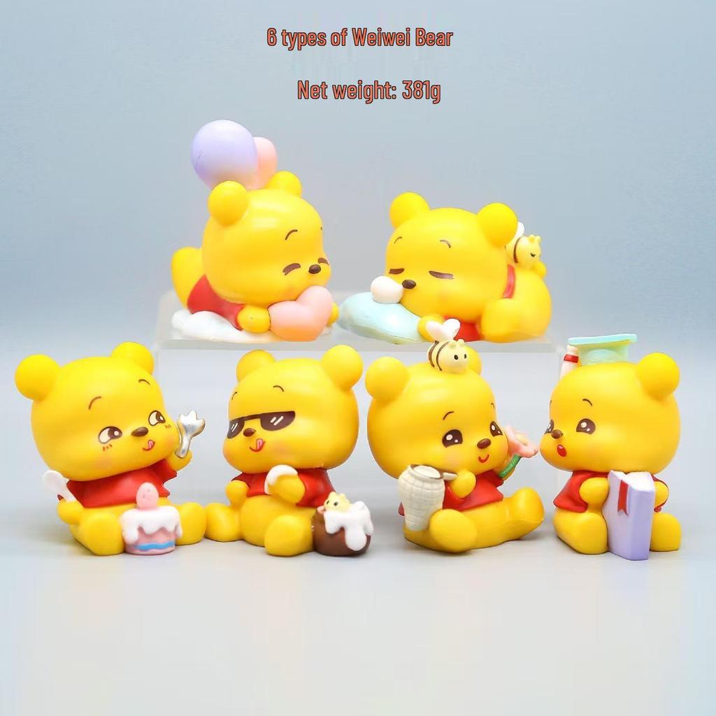 Handmade Cartoon Winnie & Friends Blind Box: Bear, Piglet, Tiger Decorative Figure for Cake or Car