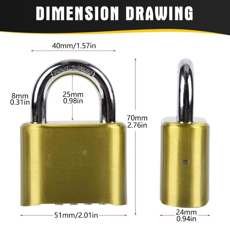 Premium Gold Combination Padlocks 10000 Code Option Waterproofed Anti Pick Resistant Heavyweights Security Lock