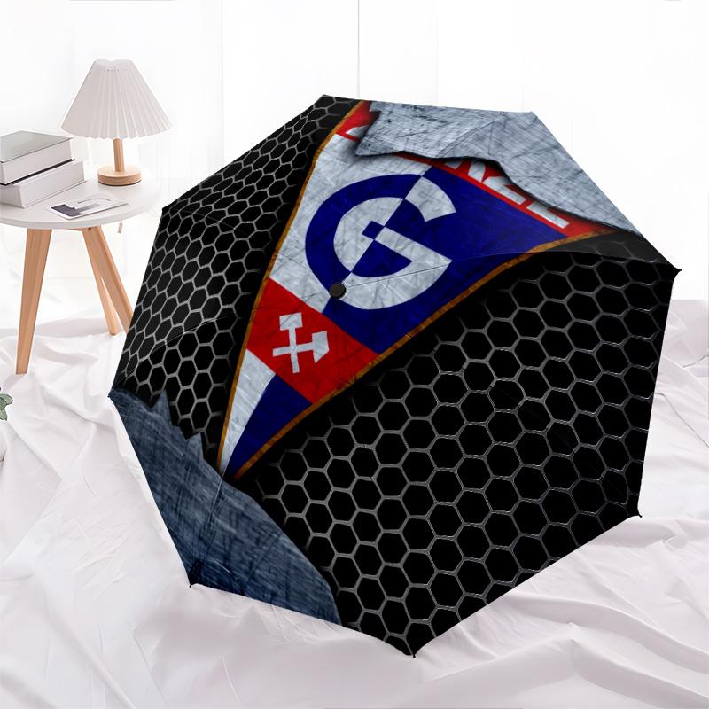 Górnik Zabrze Muster, automatischer Klappschirm, tragbares und faltbares Design, 8 Speichen, ein Weihnachts- oder Geburtstagsgeschenk.