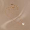 Stainless Steel White Shell Flower Pendant Necklace For Women Girls Gold Color Cute Clavicle Chain Jewelry Wedding Birthday Gift