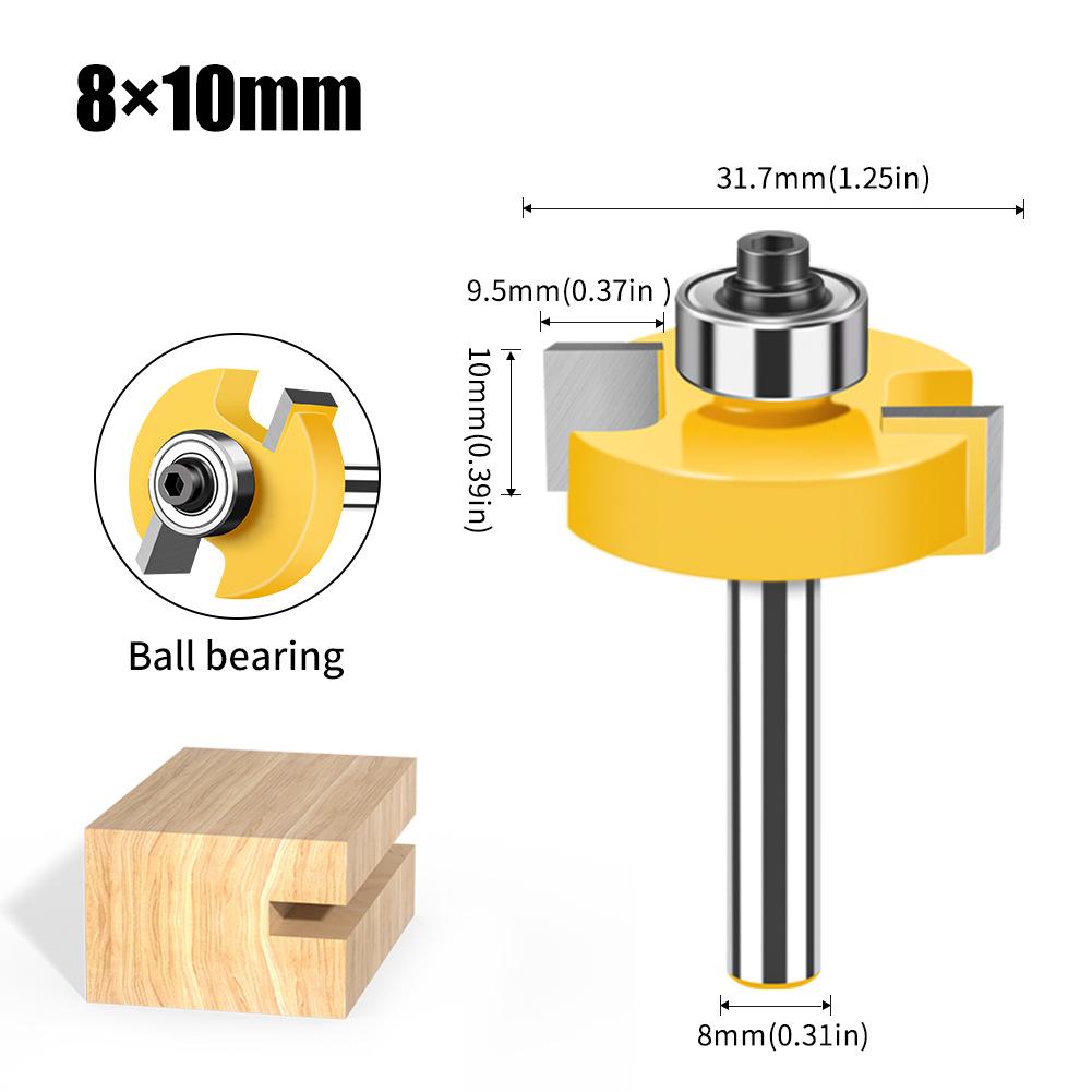 8 Handle Double Edge Ball T-Knife Bearing Slotting Knife Inch Woodworking Milling Kit T-Slotted Knife