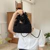 Yogodlns Fashion Solid Color Women's Knitted Small Handbag Woven Luxury Design Tassel Shoulder Bag Wrist Bag
