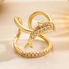 Gold Sea Animals Ring for Women Rhinestone Seahorse Turtle Dolphin Starfish Seashell Double Layer Adjustable Ring Bohemian Beach Jewelry Gift for