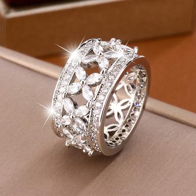 Hot Selling Creative Hollowed-out Zircon Ring for Women High Quality Fashion Party Jewelry Wedding Jewelry Anniversary Gift