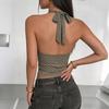 European and American summer new wholesale women's clothing Spice Girls sexy neck strap polka dot printed V-neck slim-fit vest