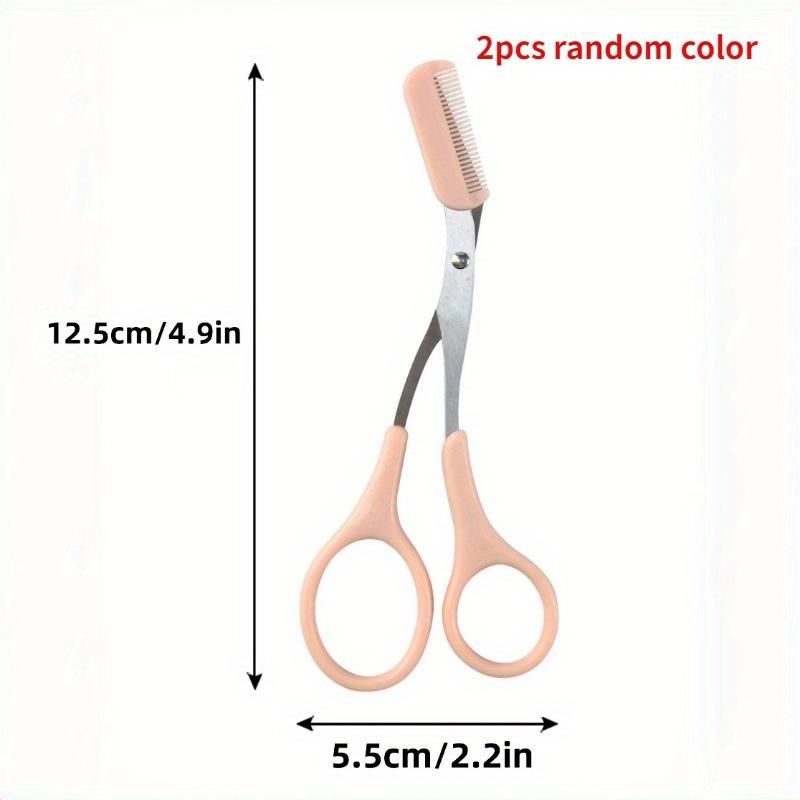 

2 шт. ножницы для подравнивания бровей случайного цвета со встроенным гребнем - нержавеющая сталь, точный инструмент для ухода за идеальными бровями