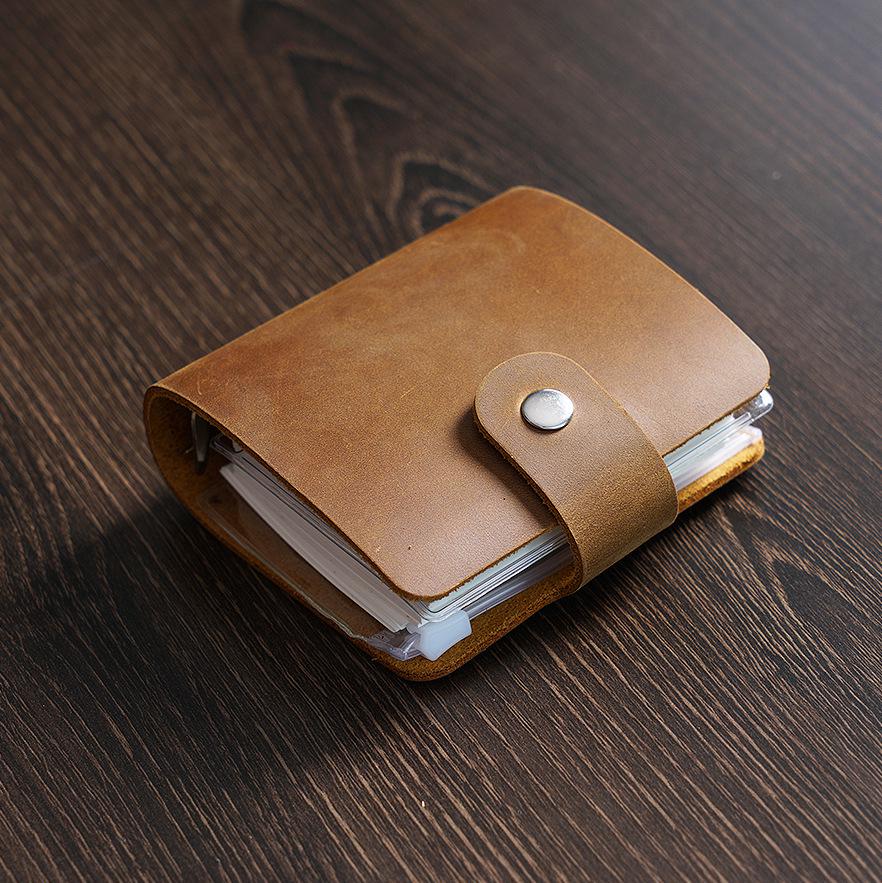 Kreuz Vintage Crazy Horse Leder A9 Drei-Ring Mini-Planer-Abdeckung Rindsleder Notizbuch Tagebuch