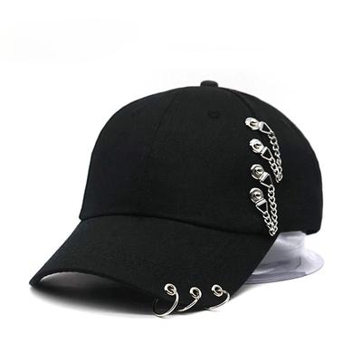 Summer Adult Casual Solid Adjustable Creative Cross Piercing Iron Ring Baseball Caps Snapback Cap Unisex Hip Hop Travel Beach Hat Sun Hats