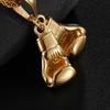 Hip Hop Luxus Goldene Handschuhe Anhänger Boxen Edelstahl Charme Halskette Herren Damen Schmuck