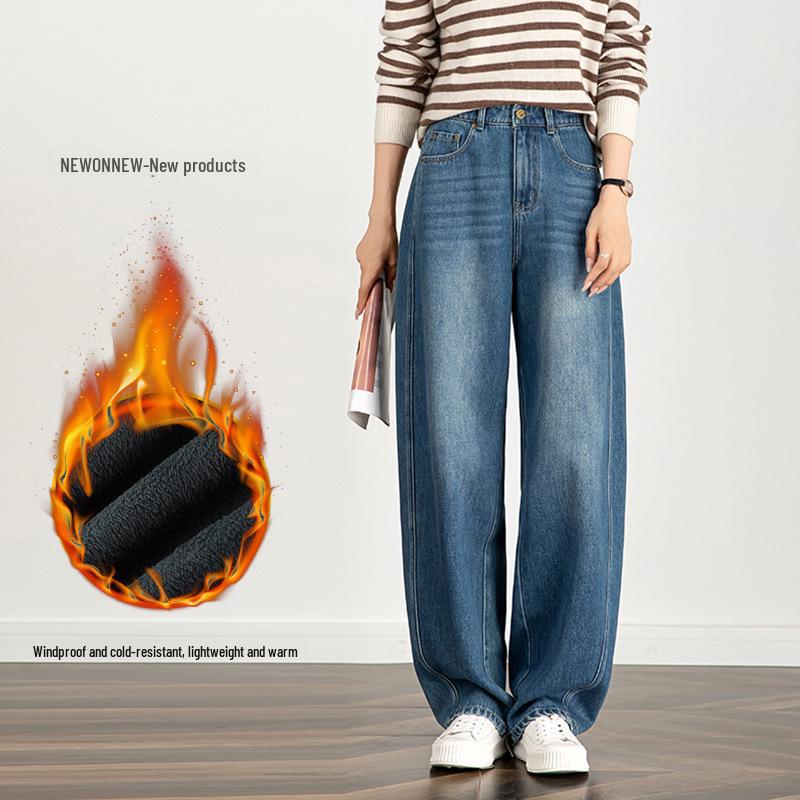 

Women s High-Waist Velvet Harem Jeans - Winter 2024 Edition M синий