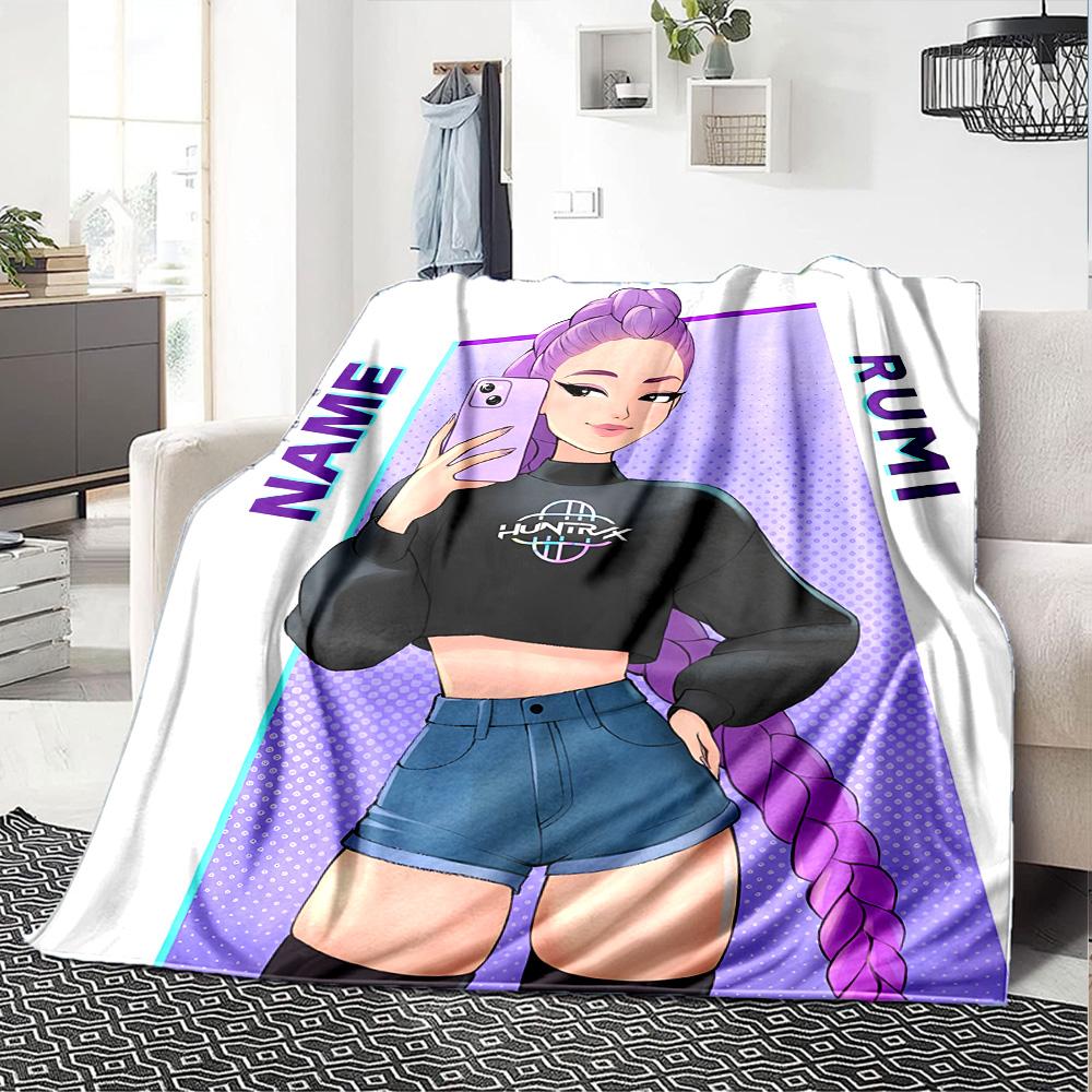 Customizable KPop Demon Hunters20 Throw Blanket – Personalized Name, All-Season Cozy Snug Blanket, Machine Washable, Personalized Blanket