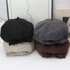 Bow Beret Women's Autumn and Winter Big Head Circumference Retro Dot Painter Hat Showing Face Small Star Anise Bud Hat