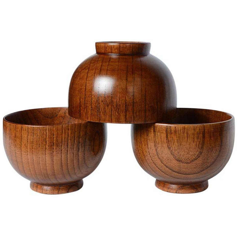 Children Salad Eating Soup Household Tools Japanese Style Wooden Bowl Natural Wood Rice Bowls