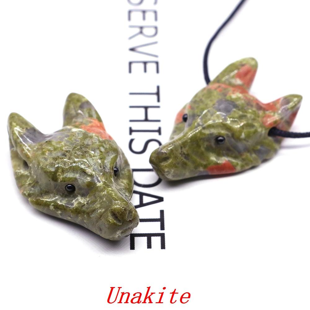 Testa di Lupo in Pietra Naturale da 1,5" Cristallo Curativo Reiki Animale Scolpito a Mano Statuetta Decorazione in Pietra Preziosa Fai da Te Accessori per Gioielli Regali