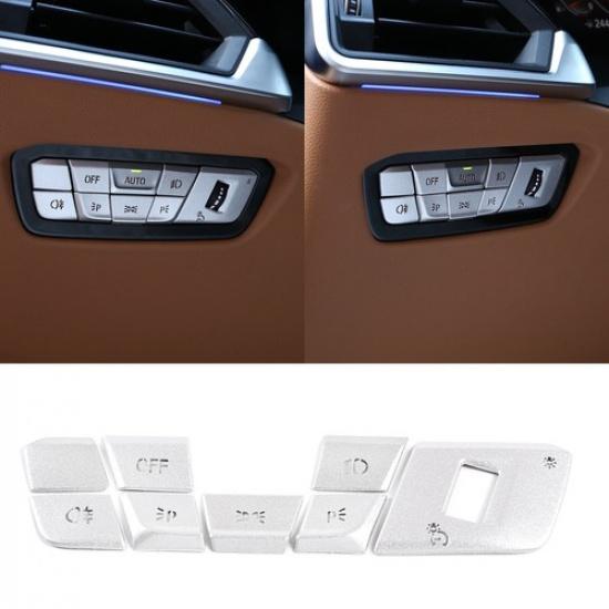 8PCS Silver Alloy Headlight Switch Button Sticker For Toyota Supra -24