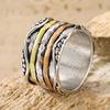 Retro Bohemian-style Multi-color Metal Layered Texture Women'S Ring, Daily Party Matching  Women'S Ring