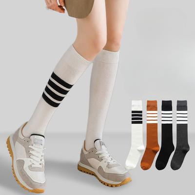 Yoga Calf Socks Sports Running Fitness Socks Asymmetric High Socks Female College Style Four Striped Calf Socks